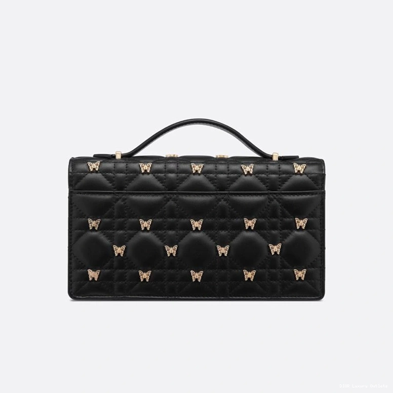 Cheap with Lambskin Bag Studs Cannage Top Dior Handle Black Miss Butterfly 0710 Luxury